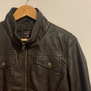 Forever 21 Faux Leather Bomber Jacket - La…